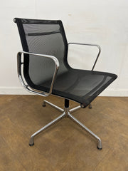 Vintage ICF EA108 Black Netweave Chrome Framed Meeting Chair