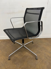 Vintage ICF EA108 Black Netweave Chrome Framed Meeting Chair