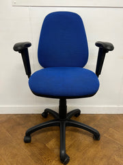 Used Blue Cloth Medium Back Operator Swivel Chair