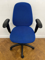 Used Blue Cloth Medium Back Operator Swivel Chair