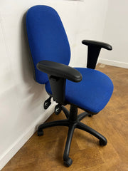 Used Blue Cloth Medium Back Operator Swivel Chair