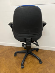 Used Blue Cloth Medium Back Operator Swivel Chair