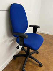 Used Blue Cloth High Back Swivel Chair.