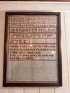 Antique 19th Century Wooden Framed  Linen Sampler "Invitation to Rest"