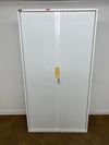 White Steel Tambour Fronted Cupboard 1800mm Tall