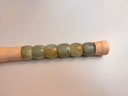Antique Chinese Hand Carved Calligraphy Brush with Jade Bead Handle and Bone Collectible Display Piece or "Tickler"