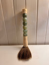 Antique Chinese Hand Carved Calligraphy Brush with Jade Bead Handle and Bone Collectible Display Piece or "Tickler"