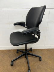 Used Humanscale Freedom Black Leather Task Chairs with Arms