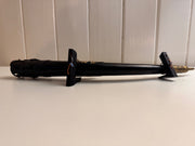 Antique Collectible Decorative Asian Black Metal Dragon Opium Pipe with Brass Inlay