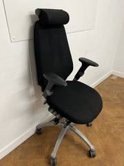 Used RH LOGIC 400 Orthopaedic Black Cloth Chair with Headrest.