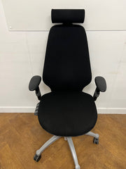 Used RH LOGIC 400 Orthopaedic Black Cloth Chair with Headrest.