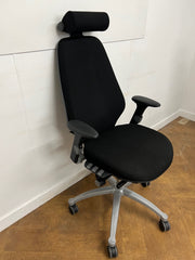 Used RH LOGIC 400 Orthopaedic Black Cloth Chair with Headrest.