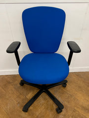 Used EFG blue cloth 2 lever adjustment swivel/typist chairs