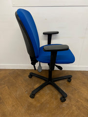 Used EFG blue cloth 2 lever adjustment swivel/typist chairs