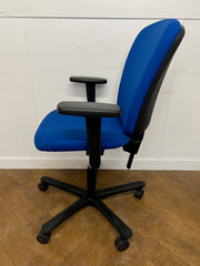 Used EFG blue cloth 2 lever adjustment swivel/typist chairs