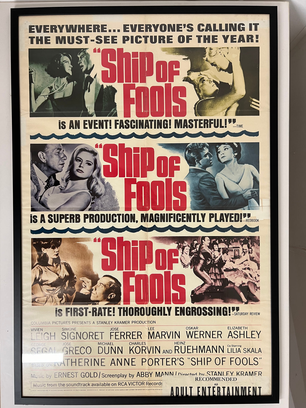 ORIGINAL VINTAGE MOVIE POSTER SHIP OF FOOLS 1965 FRAMED FROM THE H original-vintage-movie-poster-ship-of-fools-1965-framed-from-the-h