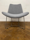 Vintage +Halle Lotus Easy Lounge Chair Re-Upholstered in Grey Cloth