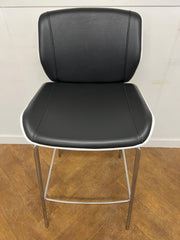 USED BOSS DESIGN KRUZE STOOL IN BLALCK VINYL WITH WHITE TRIM