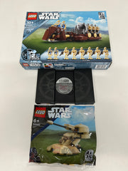 LEGO STAR WARS BUNDLE  "TRADE FEDERATION TROOP CARRIER 40686" "AAT 30680" & "COLLECT BATTLE OF YAVIN COIN 5008818" GWP'S "