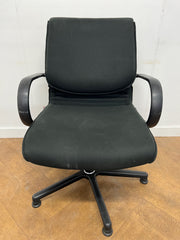 Vintage Comforto Black Cloth Swivel Meeting Chair (Set of 6)