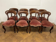 A Set of 8 Victorian Mahogany Hoop Back Dining Chairs with Cabriole Legs