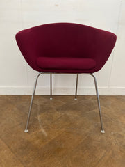 Used Burgundy Cloth 4 Legged Tub/Reception Chair