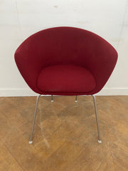 Used Burgundy Cloth 4 Legged Tub/Reception Chair