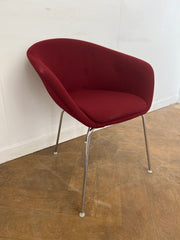 Used Burgundy Cloth 4 Legged Tub/Reception Chair