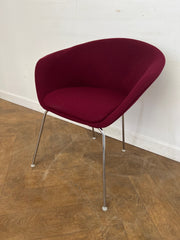 Used Burgundy Cloth 4 Legged Tub/Reception Chair