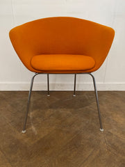 Used Light Orange Cloth 4 Legged Tub/Reception Chair.