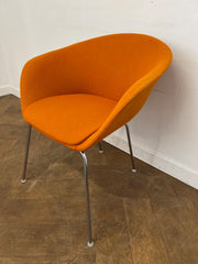 Used Light Orange Cloth 4 Legged Tub/Reception Chair.