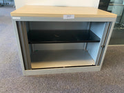 Bisley Desk High Silver/Grey Steel 730mmh x 1000mmw x 470mmd Tambour Fronted Cupboard