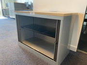 Bisley Desk High Silver/Grey Steel 730mmh x 1000mmw x 470mmd Tambour Fronted Cupboard