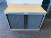 Bisley Desk High Silver/Grey Steel 730mmh x 1000mmw x 470mmd Tambour Fronted Cupboard