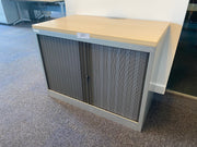 Bisley Desk High Silver/Grey Steel 730mmh x 1000mmw x 470mmd Tambour Fronted Cupboard