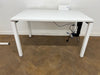 White 1200mm x 800mm Bench Style Desk with Power and Cable Tray.