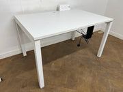 White 1200mm x 800mm Bench Style Desk with Power and Cable Tray.