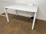 White 1200mm x 800mm Bench Style Desk with Power and Cable Tray.