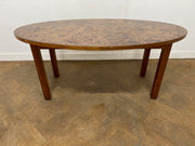 Oval Burr Walnut Top Coffee Table with Solid Walnut Legs. 1980's