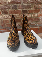 Russell and Bromley Combat Chelsea Leopard Skin Boot Size 6 Brand New in the Box