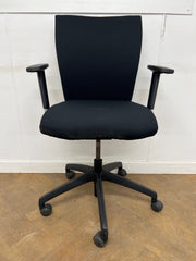 Black Cloth Square Back Swivel Chair