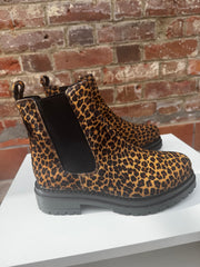 Russell and Bromley Combat Chelsea Leopard Skin Boot Size 6 Brand New in the Box