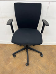 Black Cloth Square Back Swivel Chair