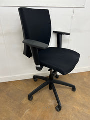 Black Cloth Square Back Swivel Chair