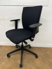 Black Cloth Square Back Swivel Chair