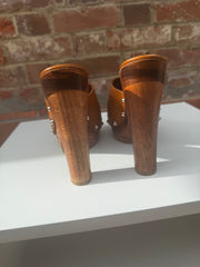 Vintage Gucci Brown Leather Horsebit Platform Mules
