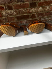 Vintage Gucci Brown Leather Horsebit Platform Mules