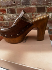 Carvela Lava Leather Heeled Platform Cloggs Size 5