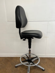 Used Black Vinyl Laboratory/Technician Draughtman Chair with Aluminium Base