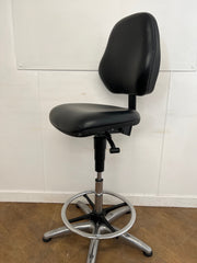 Used Black Vinyl Laboratory/Technician Draughtman Chair with Aluminium Base